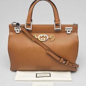 Gucci Brown Grainy Leather Zumi Medium Tote Bag